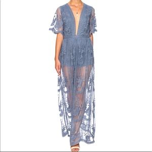 Honey Punch Sedona Dress - Light Blue w/Romper Shorts